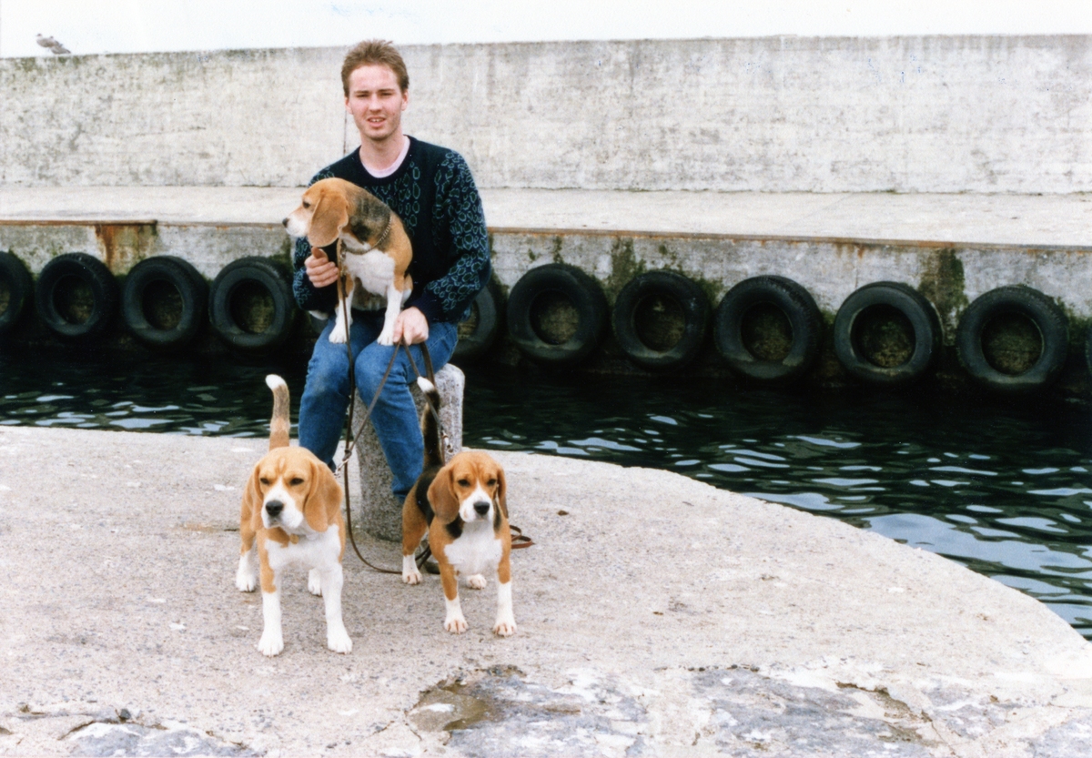 Bornholm July 1987. BOB 1 Daisy Hills Tyste Tusindfryd (middle), BOB 2 Daisy Hills Kyske Karoline (right) and BOB 4 Daisy Hills Bizarre Balthazar (left) - Judged by Nete Wunsch.jpg
